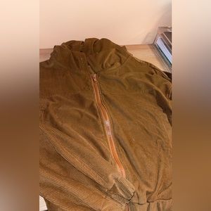 Brown zip up jacket (cropped somewhat) women’s size S